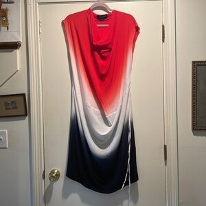 Timoure Et Group Ombré Drop Red Neck Graduated White Gray to Black Dress